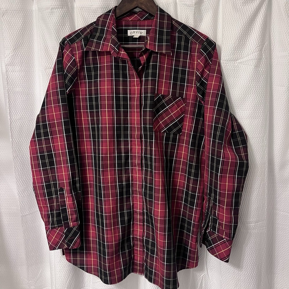 Orvis Outdoor Women's Red Plaid‎ Button Down Long Sleeve Shirt Size 12 EXCELLENT